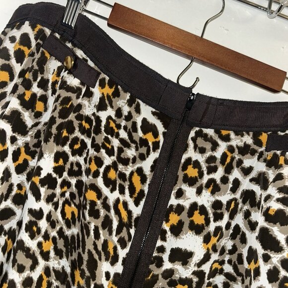 JW Woman Brown Leopard Animal Print Flare Exposed Zipper Skirt Plus Size 22W - Picture 3 of 8